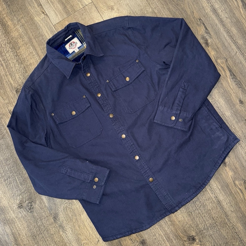 Backwoods Field & Forest Men's XL Barn Chore Coat Jacket Fleece Plaid Lined Blue - Picture 3 of 14